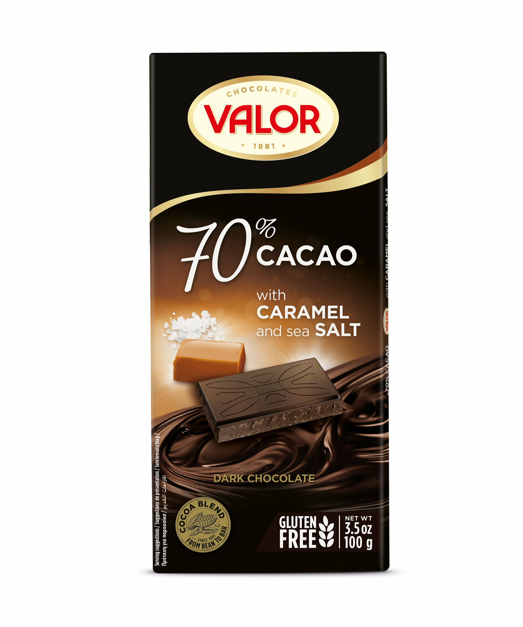 Valor Горький шоколад 70% с карамелью и морской солью, 100г