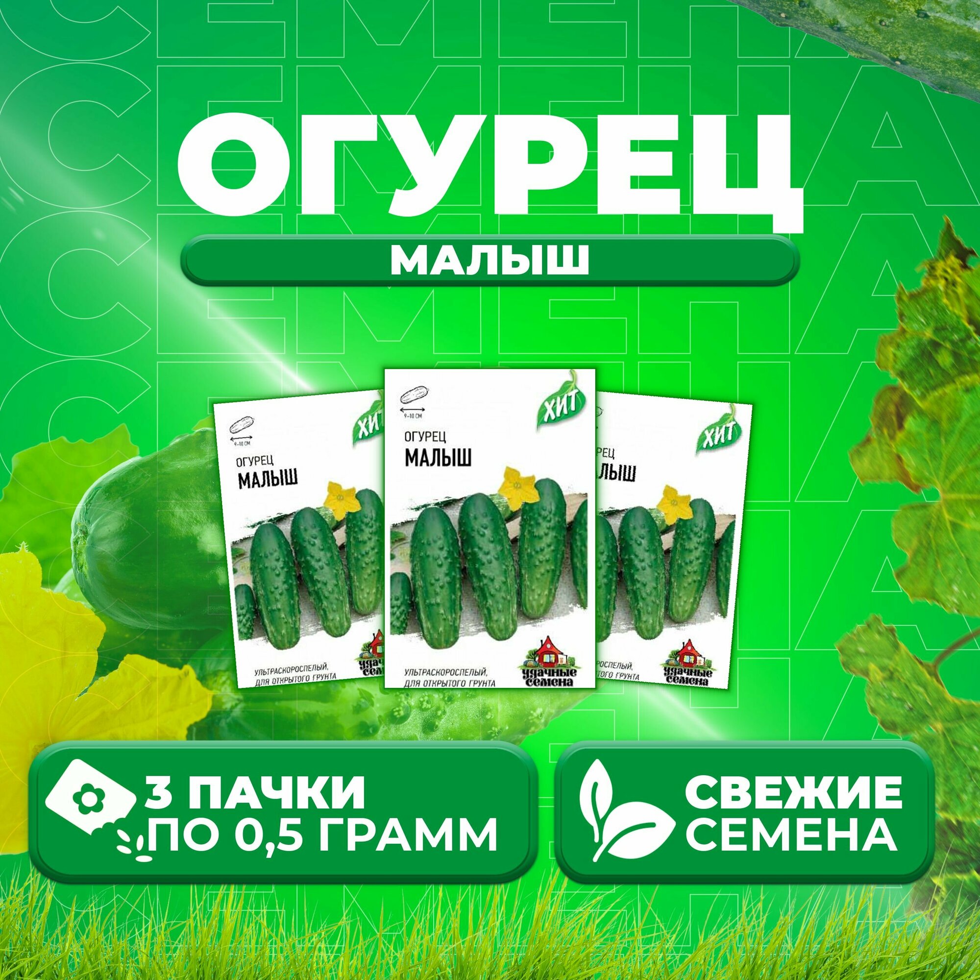 Огурец Малыш 05г Удачные семена серия ХИТ (3 уп)