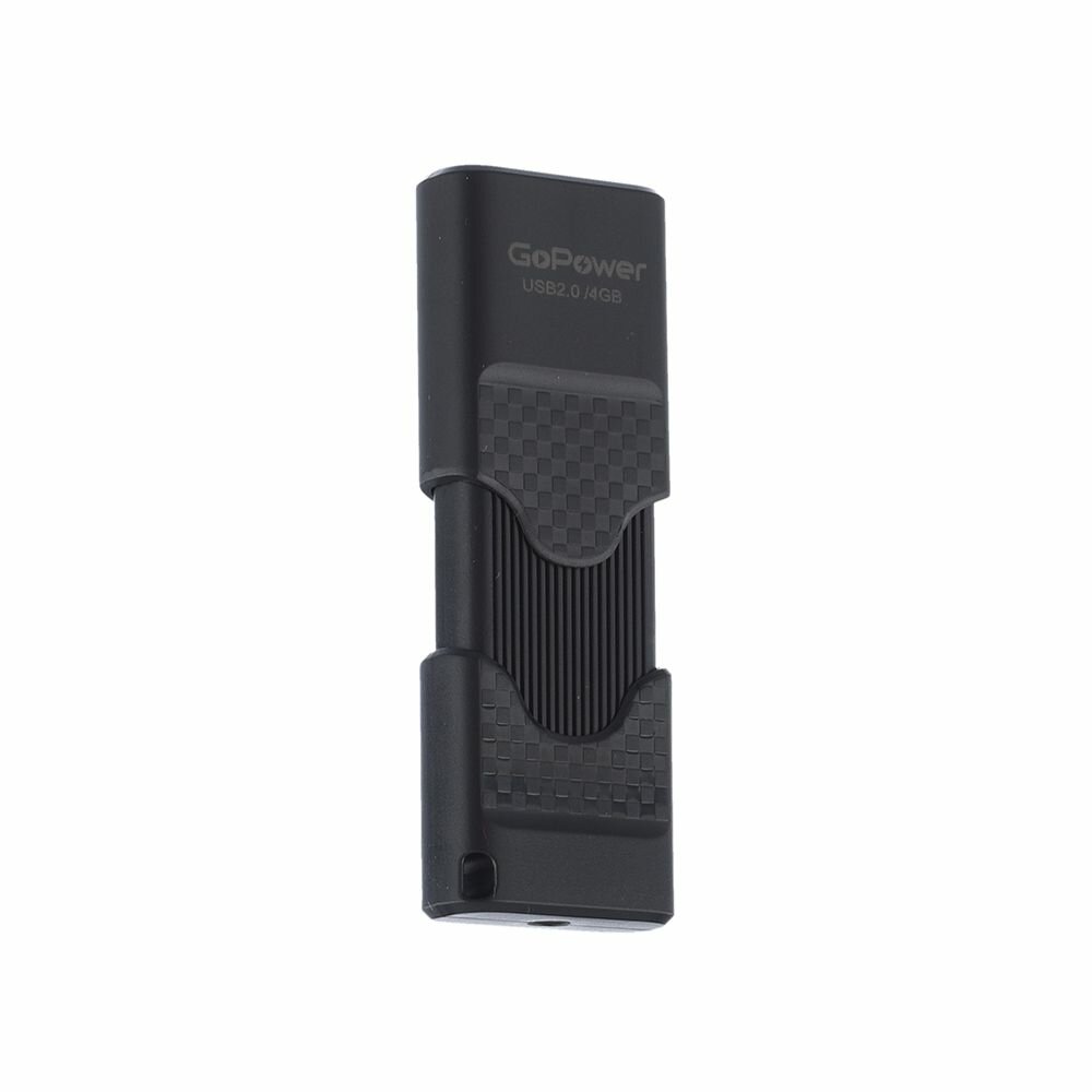 Накопитель USB 2.0 4GB GoPower SLIDER, пластик, черный матовый - фото №2