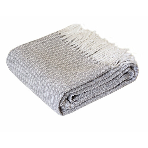 Серый хлопковый плед, 140х200 см, рисунок 