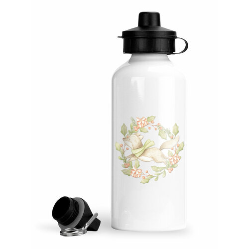 фото Спортивная бутылка рождество собачка в новогоднем венке luzimuzi