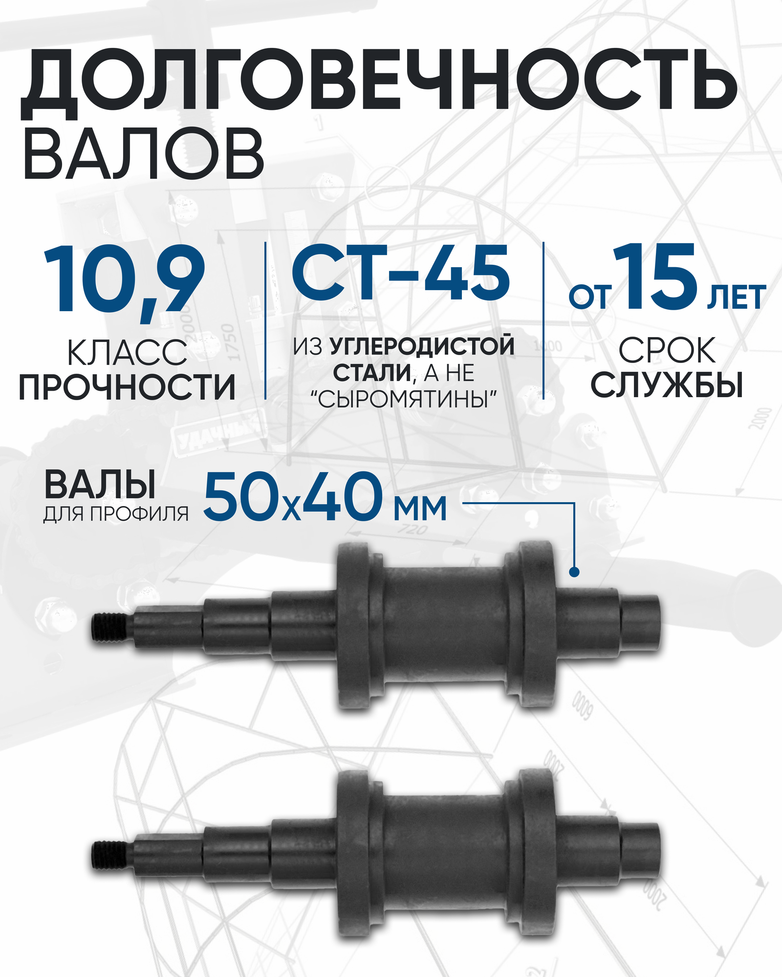 Трубогибы Комплект валов Helicon, для трубогиба Удачный Стандарт, углеродистая сталь, для профиля и круглых труб