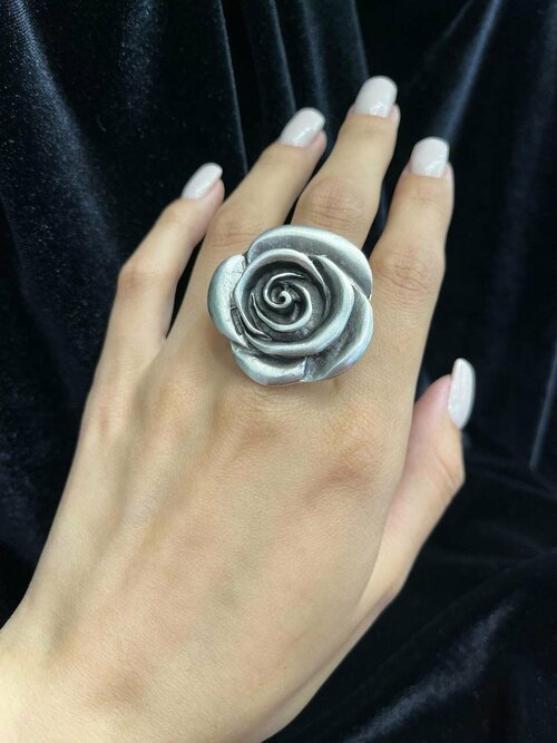 Кольцо, серый, серебряный
