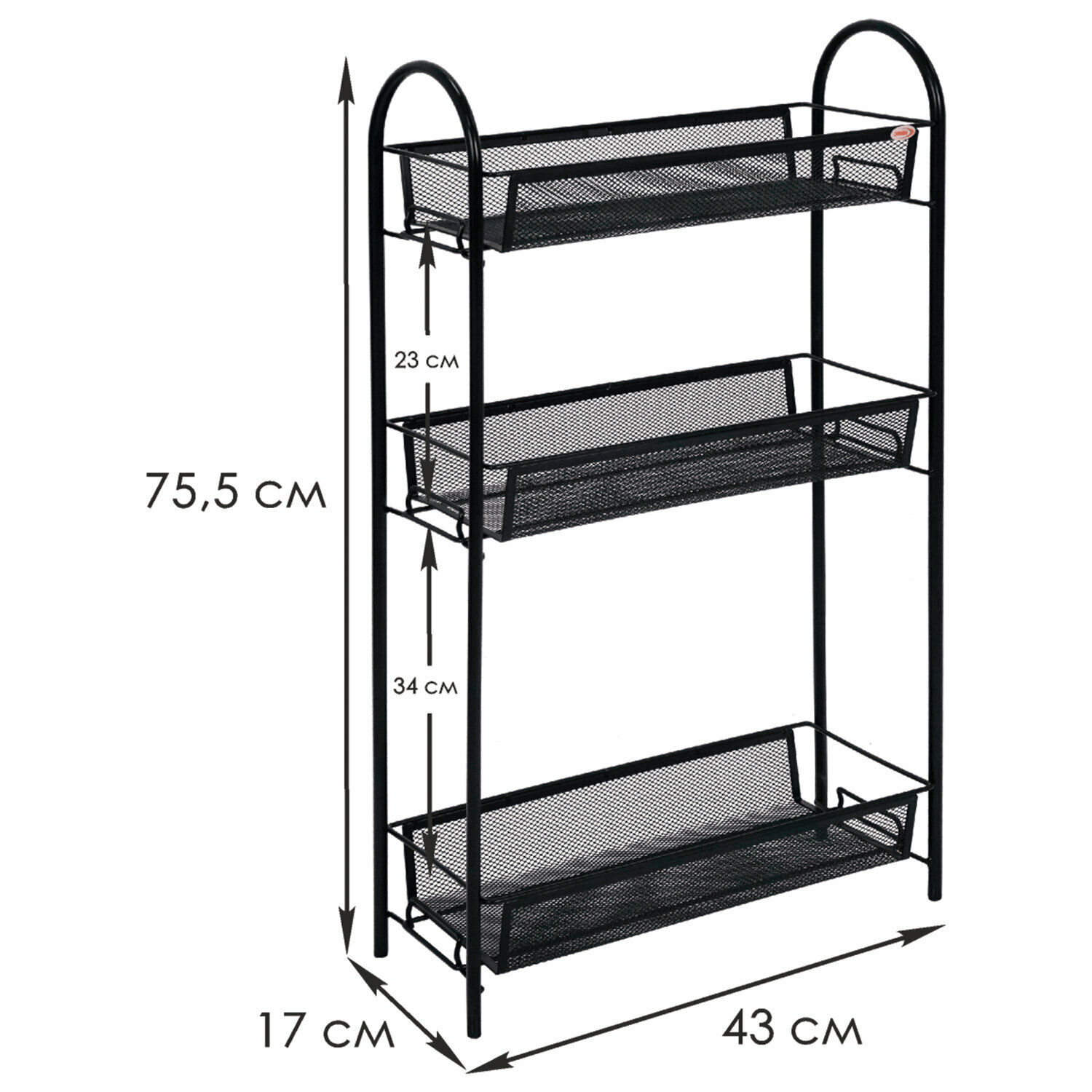 этажерка Ладья 430х170х755мм 3 полки черная ЗМИ - фото №8