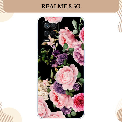 Силиконовый чехол Пионы на черном на realme 8 5G/Narzo 30 5G / Реалми 8 5G силиконовый чехол на realme 8 5g реалми 8 5g белая корона на черном фоне