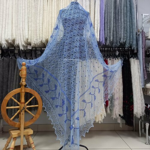 фото Платок орчанка,160х160 см, голубой