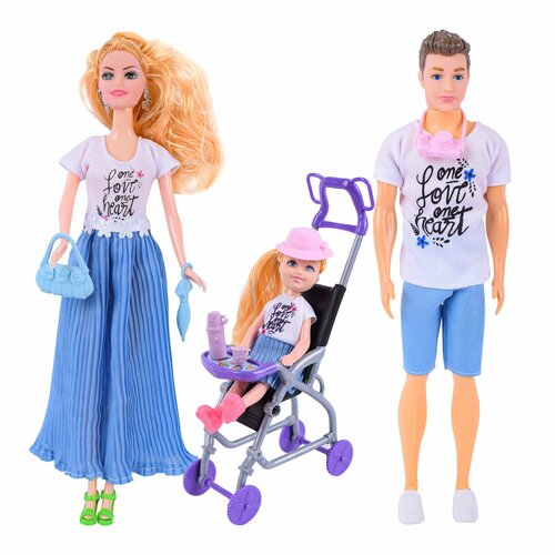 Набор кукол семья для девочки/синий