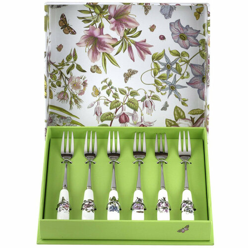 Набор из 6-ти десертных вилок из нержавеющей стали с фаянсовыми ручками 15 см белыйдекор серия Botanic Garden Portmeirion PRT-BG1102 5890₽