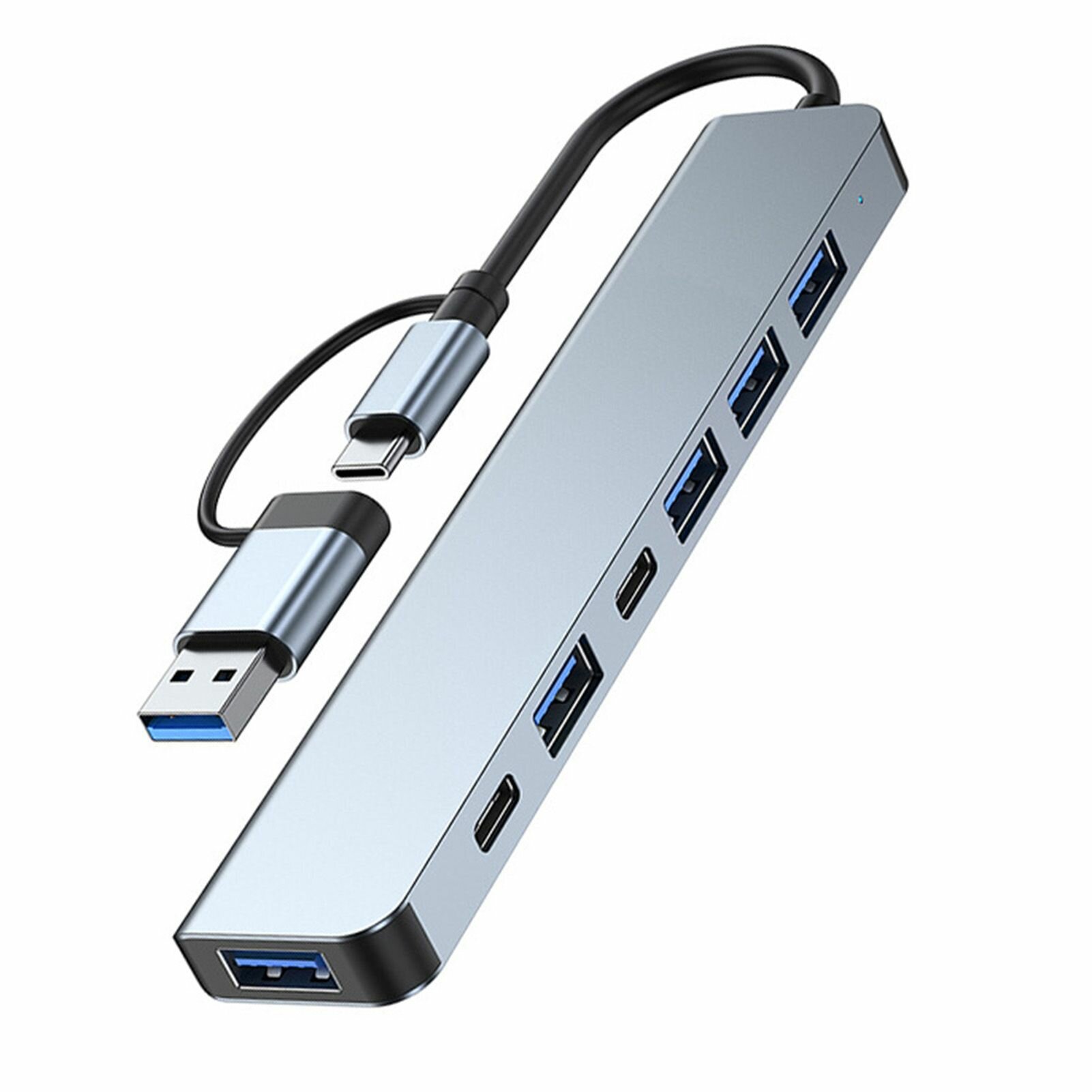 Хаб/концентратор 7 в 1 Type-C/USB 3.0 to 5x USB 2.0&3.0 / 1x Type-c(USB-C) / 1x Power(питание), с индикатором LED