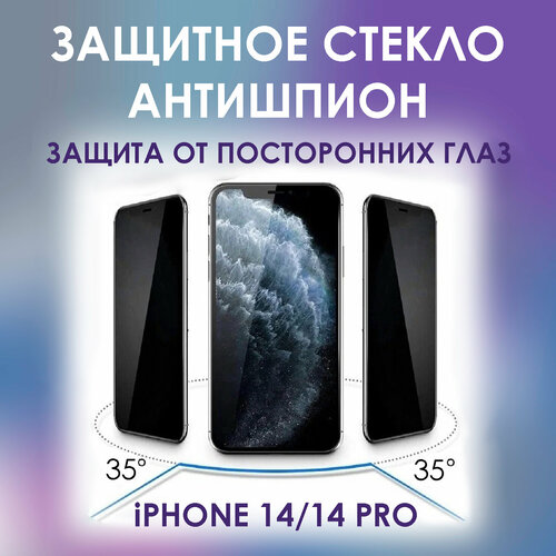 Стекло антишпион противоударное на iPhone 14/ iPhone 14 Pro, защита от посторонних глаз