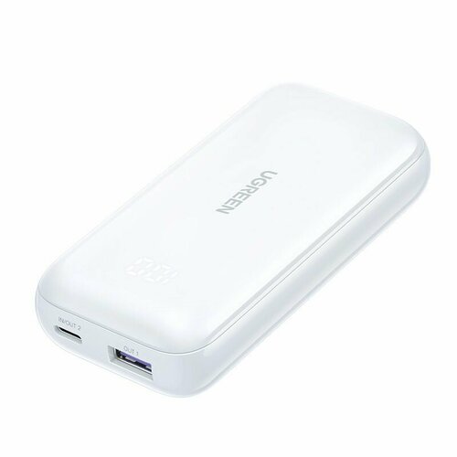 Внешний аккумулятор UGREEN PB501 (25189) 10000mAh Mini Quick Charging 30W Power Bank 30W с цифровым экраном. Цвет: белый