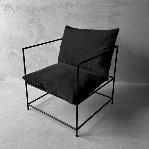 Кресло втисле лофт Флафф черный велюр 110х70