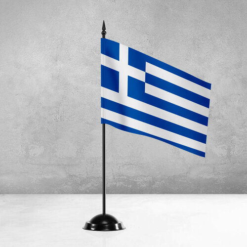 Настольный флаг Греции на пластиковой черной подставке