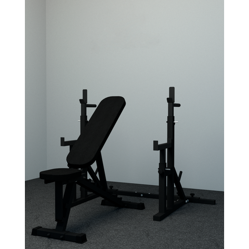 фото Скамья a1 для жима + стойки со страховкой (соединительная труба) brutal sport