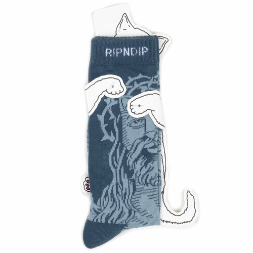 Носки RIPNDIP Носки с котом Лордом Нермалом Ripndip Socks, размер Универсальный, синий, голубой носки ripndip носки с котом лордом нермалом ripndip socks размер универсальный черный голубой