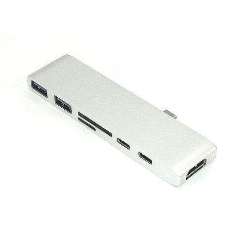 Адаптер Type C на HDMI, USB 3.0*2 + Type C* 2 + SD/TF для MacBook серебро