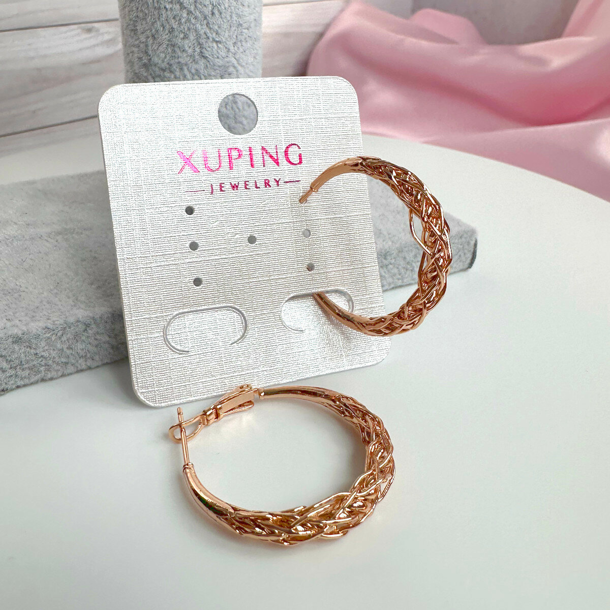Серьги конго XUPING JEWELRY, размер 30 мм, золотой