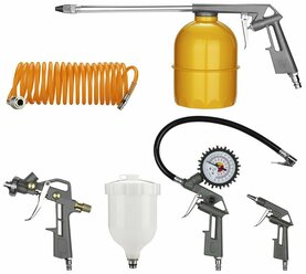 Набор пневмоинструментов DEKO DKSG05 из 5 предметов (краскораспылитель, продувочный пистолет, моющий пистолет, пистолет для подкачки, шланг воздушный)