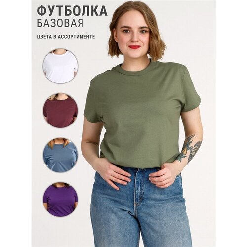 Футболка Апрель, размер 120-164, хаки, зеленый