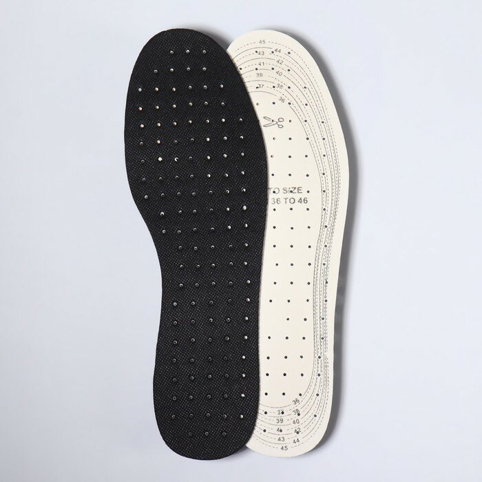 Стельки для обуви, универсальные, дышащие, р-р RU до 46 (р-р Пр-ля до 46), 29 см, пара, цвет чёрный