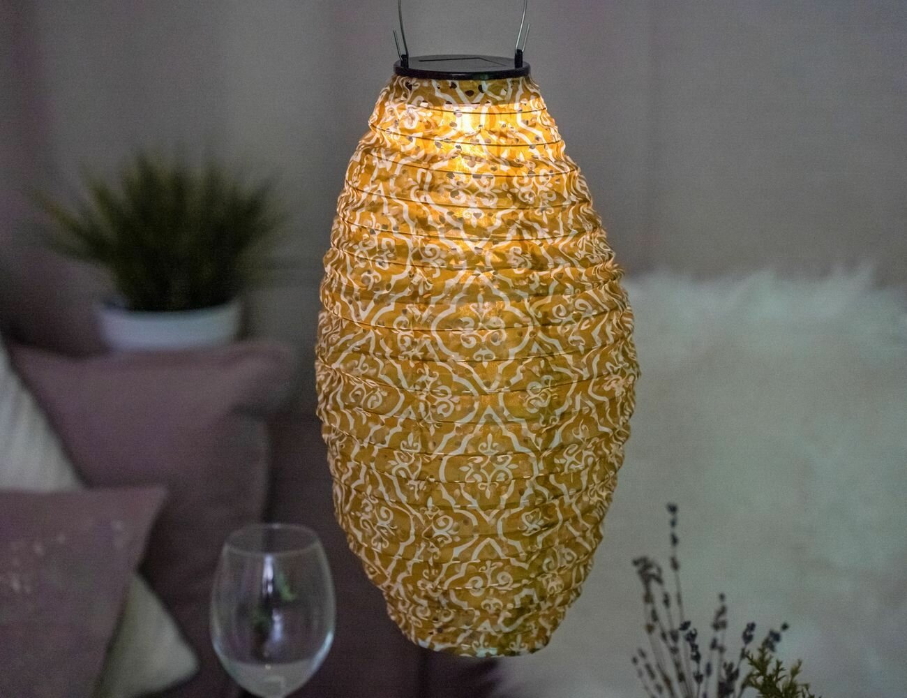 фото Подвесной светильник Solar астериск гуте на солнечной батарее, жёлтый, 45х20 см, Koopman International AF5000610-2