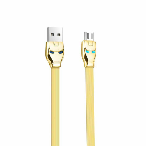 Кабель USB HOCO U14 Steel man USB - MicroUSB, 2.4А, 1.2 м, золотой кабель usb hoco u14 steel man usb microusb 2 4а 1 2 м серый с индикатором