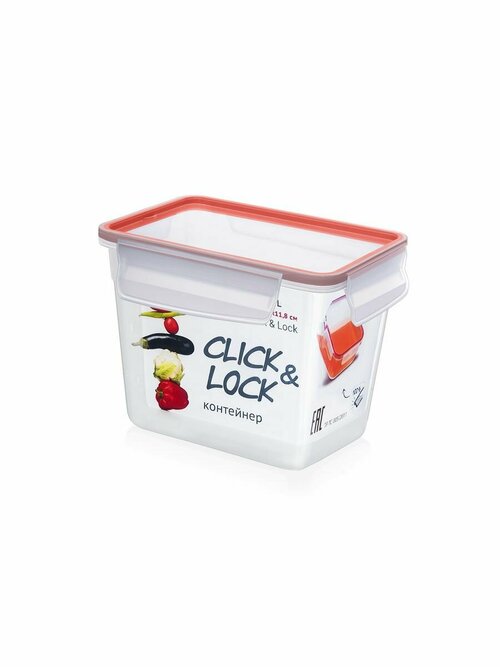 Контейнер для еды герметичный FACKELMANN Click&Lock, 1 литр, пищевой пластиковый контейнер для дома, дачи, пикник
