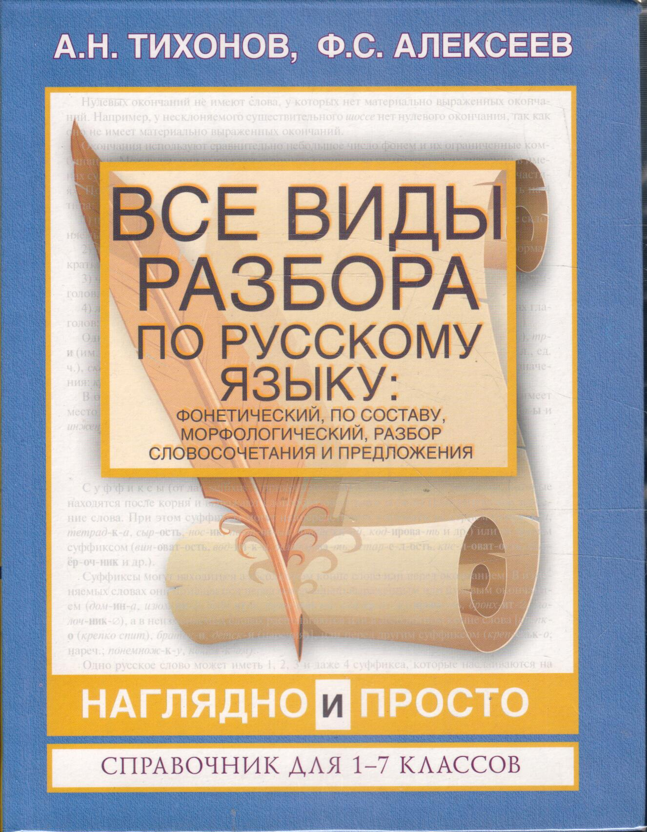 Все виды разбора по русскому языку: фонетический, по составу, морфологический, разбор словосочетания и предложения. Справочник для 1-7 классов