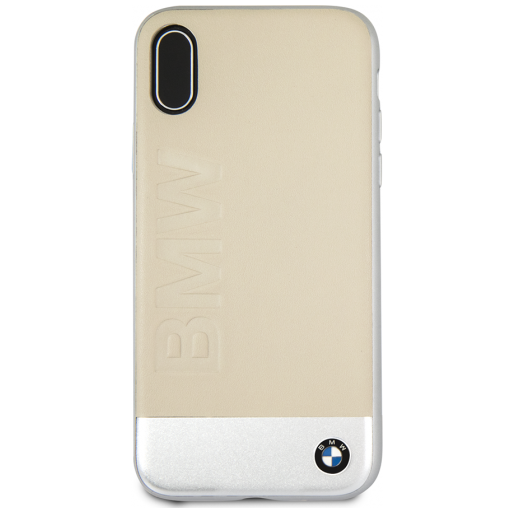 Чехол CG Mobile BMW Signature Bi-material Hard Leather/Aluminium для iPhone X/XS, цвет Бежевый/Серебристый (BMHCPXSGLALBE)