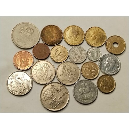 Испания набор 18 монет. Без повторов по типу. Франко /Хуан Карлос.