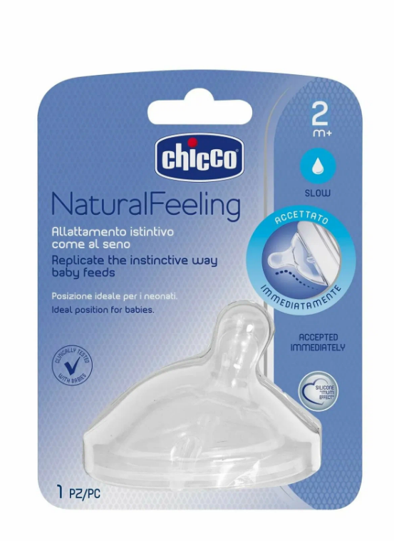 Соска Chicco Natural Feeling силиконовая 2м+ бесцветный