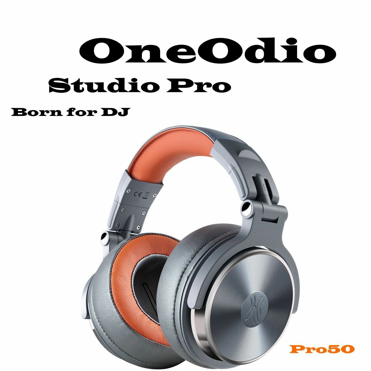 Студийные проводные DJ наушники OneOdio Studio Pro-50: 3,5 и 6,35 мм штекеры, мощные басы, стерео музыка, гарнитура, громкая связь с микрофоном серые