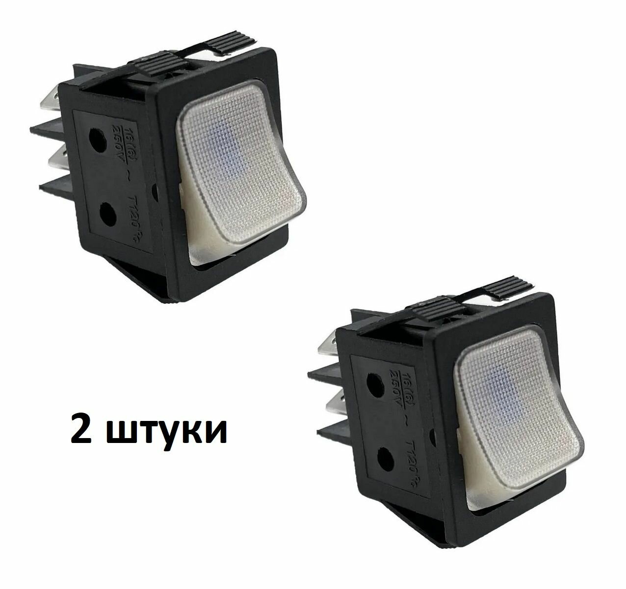 фото Выключатель-кнопка с подсветкой белый для NUOVA SIMONELLI Appia, комплект 2 шт.