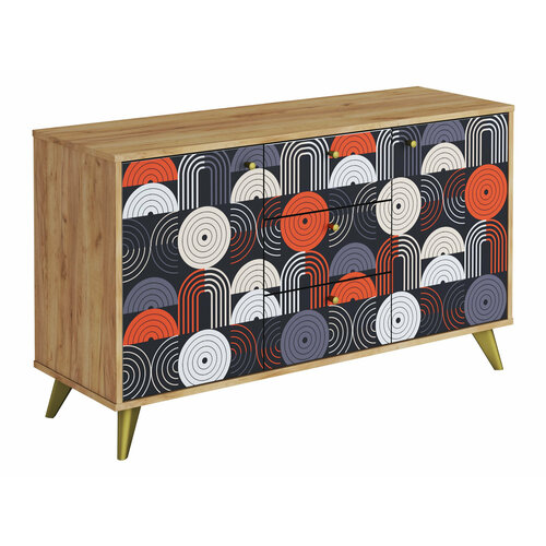 Комод МК СТИЛЬ Фьюжн Дуб Крафт золотой Фотопечать Vinil 11740₽