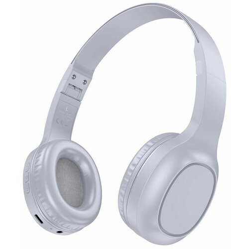 Наушники (HOCO (6942007601719) W46 Light Blue Grey) bluetooth наушники hoco eq1