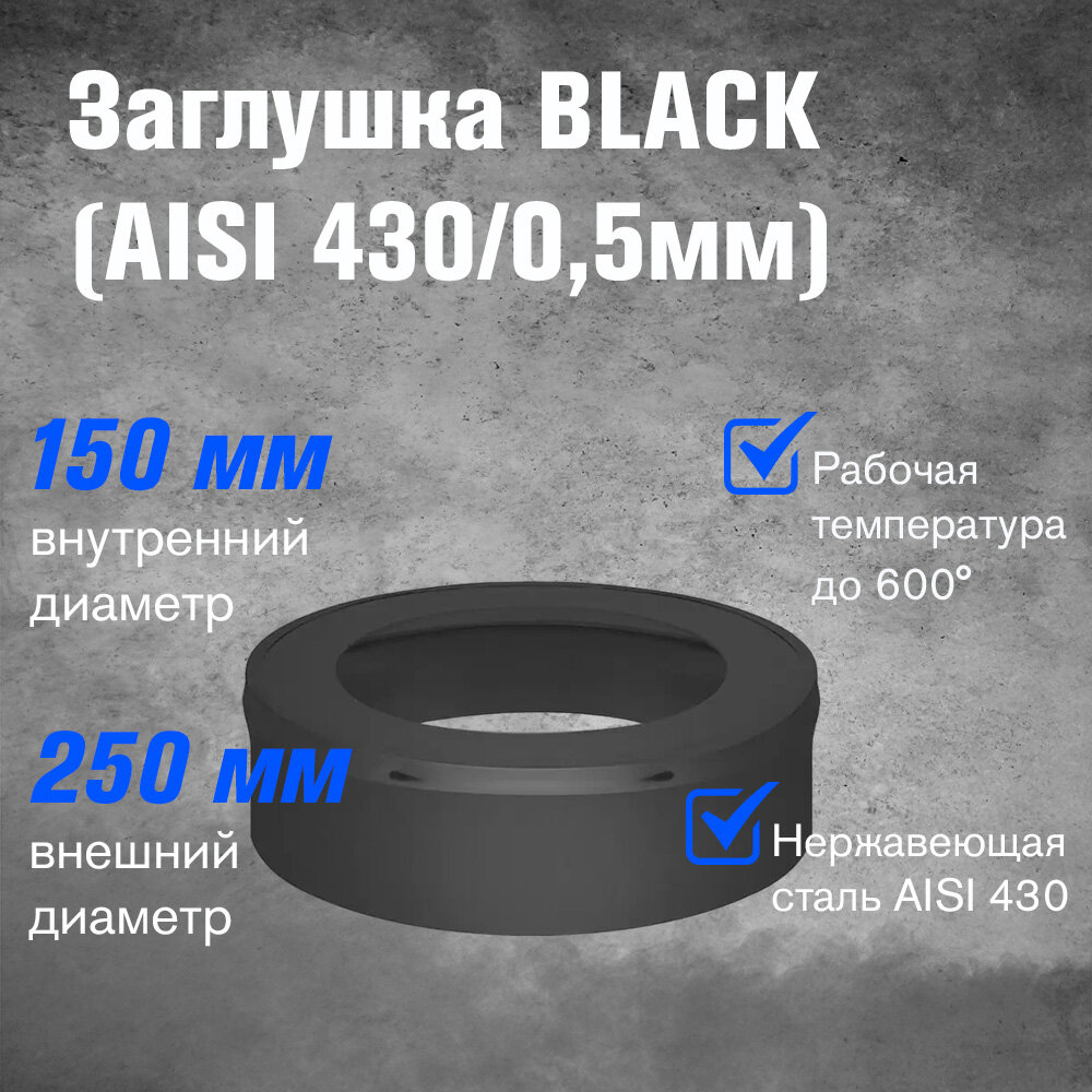 Заглушка BLACK (AISI 430/05мм) (150x250)