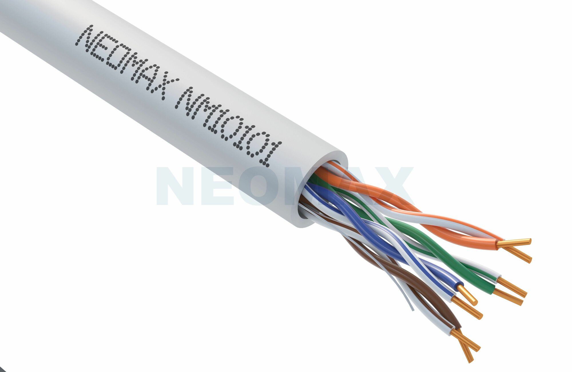 Кабель витая пара NEOMAX NM10101-030М-P U/UTP cat.5e 4 пары (30 м) 0.51 мм (24 AWG) одножильный, (200 Mhz) чистая медь, PVC jacket