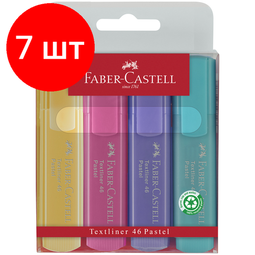 Комплект 7 шт, Набор текстовыделителей Faber-Castell 46 Pastel 4 пастельных цв, 1-5мм faber castell набор аква грима для девочек 4 цвета