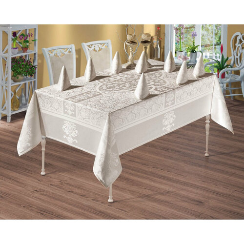 Monalife Скатерть с салфетками Vilada цвет: пудровый (160х350 см)