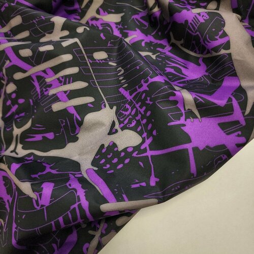 Ткань плащевая с водонепроницаемой пропиткой (дюспо), принт фиолетовый, 100*150см ткань плащевая принт цветы на мятном 100 150см