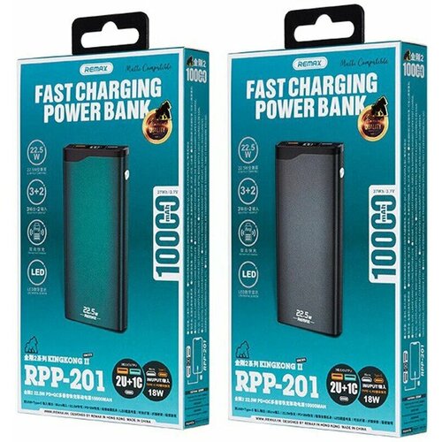 Внешний аккумулятор Power Bank Remax RPP-201 Kingkong II QC 225W PD 18W Multi-compatible Power Bank 30A 10000mAh черный 2299₽