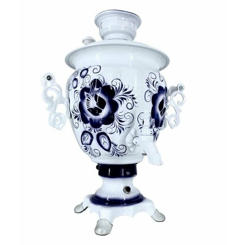 Самовар электрический 3 литра с художественной росписью Гжель автоотключение 19504₽