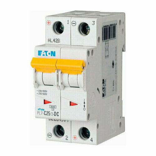 Автоматический выключатель EATON PL7 C 6kA 25A 2P DC
