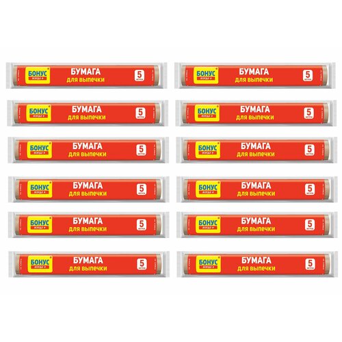 Bonus Бумага для выпечки, 28 см х 5 м, 12 штук