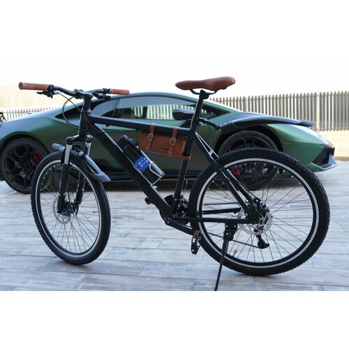 Велосипед горный RICHIESTO 26 21s Алюминиевая рама 19 Взрослый Спортивный Унисекс черный с коричневым 25900₽