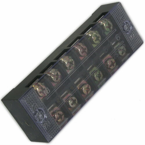 Клеммная колодка винтовая с крышкой 12 контактов М4 25 А 600 В 10 AWG 6 мм2 5 штук 458₽