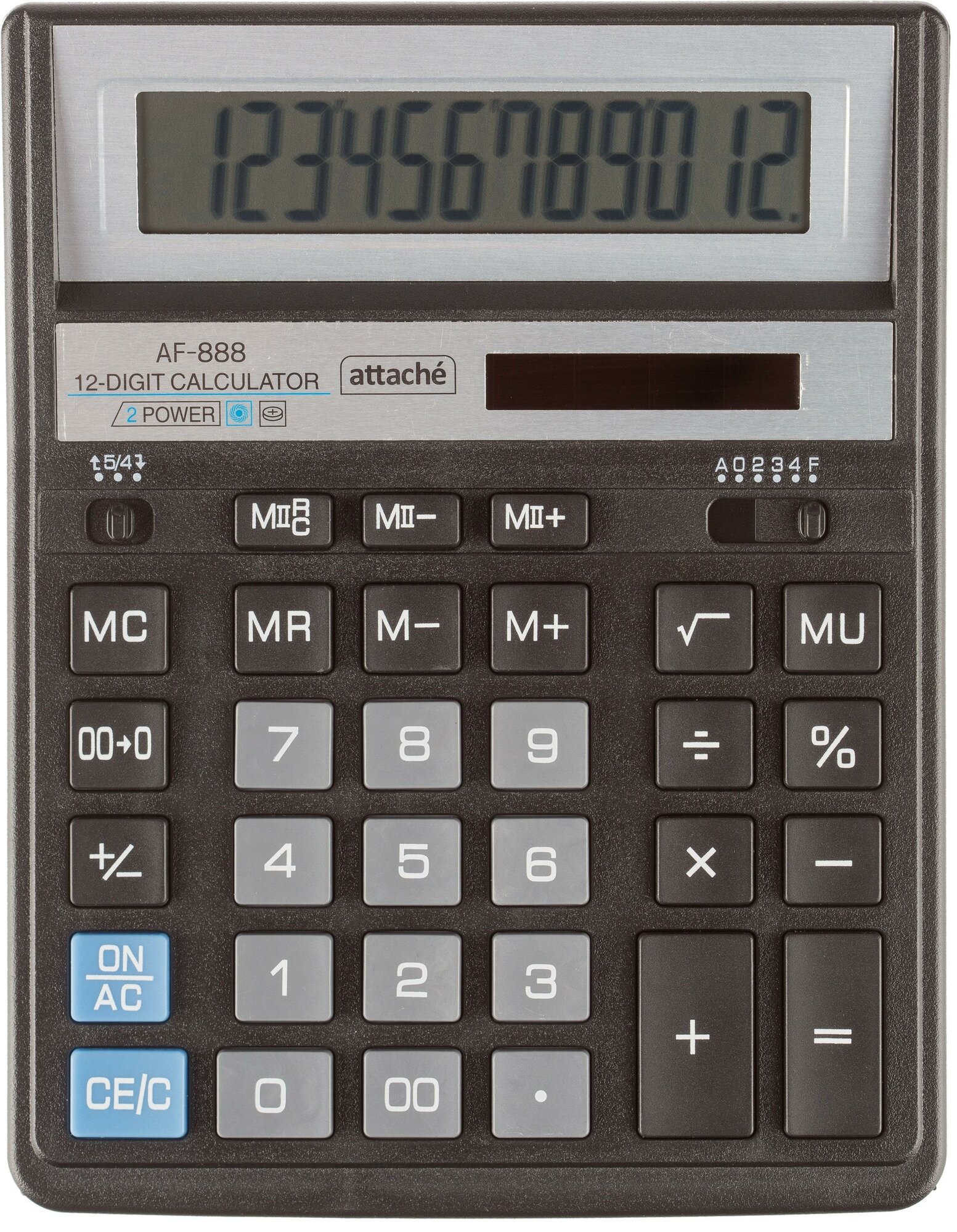 Калькулятор настольный полноразмерный AttacheAF-88812р дв. пит204x158мм ч/с