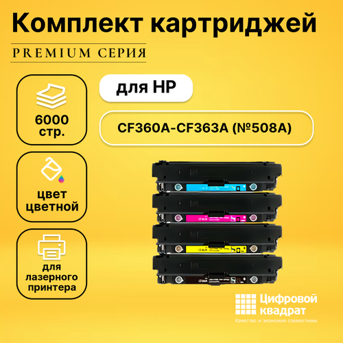 Набор картриджей DS CF360A-CF363A HP 508A совместимый барабан hp 508a m552 m553 m577 cf360a cf361a cf362a cf363a 5 шт