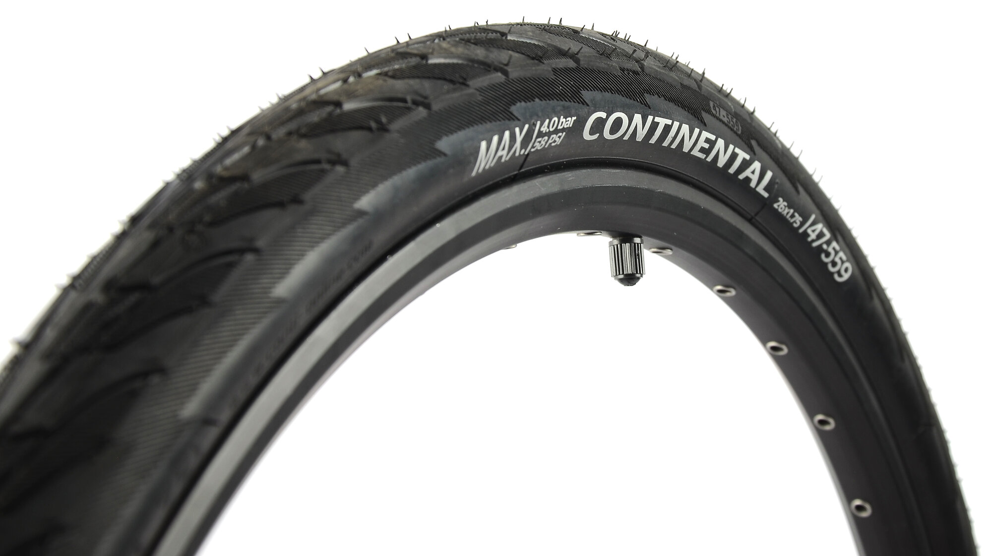 Покрышка для велосипеда Continental Contact 26"x1.75 (47-559), MAX BAR 4, PSI 58, жесткий корд, антипрокольный слой, черная