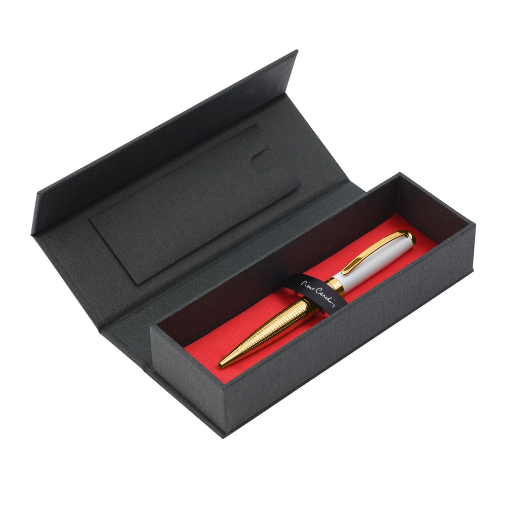 Ручка шариковая Pierre Cardin GOLDEN. Цвет - золотистый и белый. Подарочная упаковка